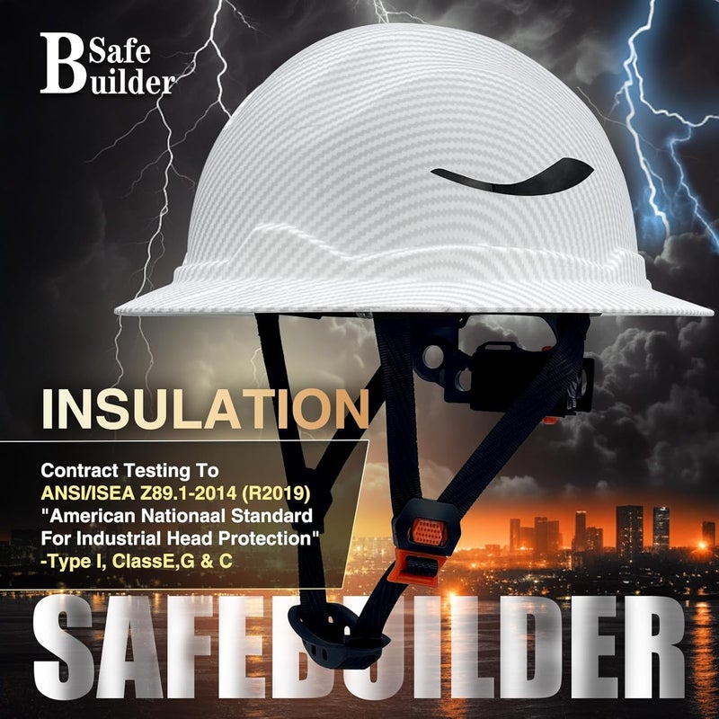 SAFEBUILDER G1E Construction Full Brim Hard Hats ANSI Class E HDPE Safety Helmet Hardhats Sunshade Industrial Head Protection - Image 5